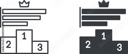 Leaderboard and Ranking Podium Icon Set in Line and Glyph Styles