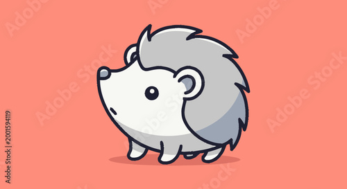 Cute Cartoon Hedgehog Side View.