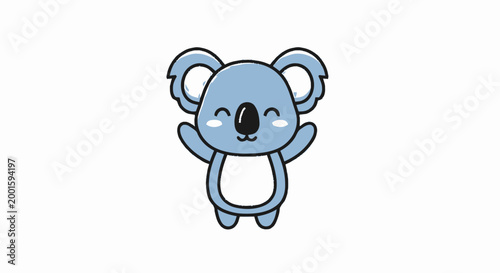 Cute Cartoon Koala Bear Smiling Face.