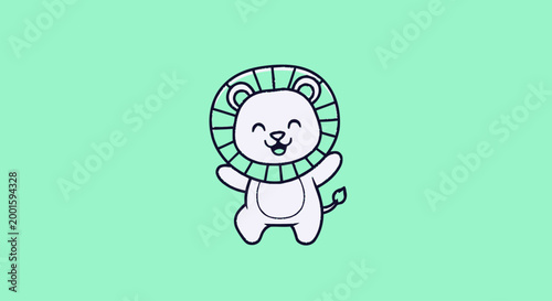 Cute Cartoon Lion Character Design.