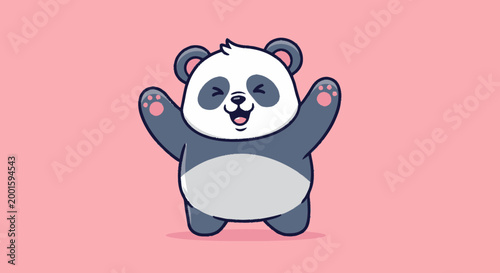 Cute Cartoon Panda Bear Character.