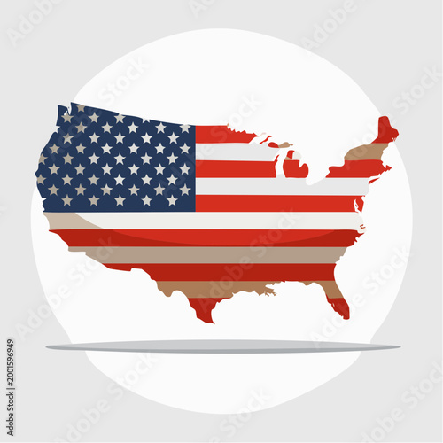 United States Map with American Flag Design