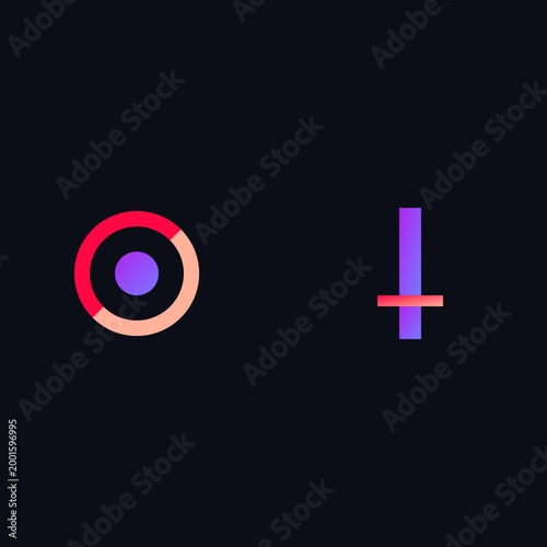 Abstract neon shield and sword icons for digital cybersecurity defense and offensive cyber warfare illustration