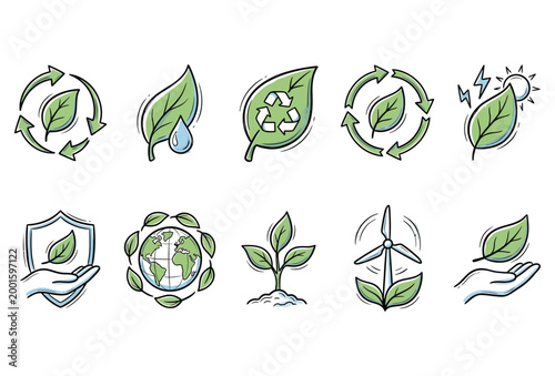 Leaf Icon Set – Hand Drawn Botanical Nature Vector Pack