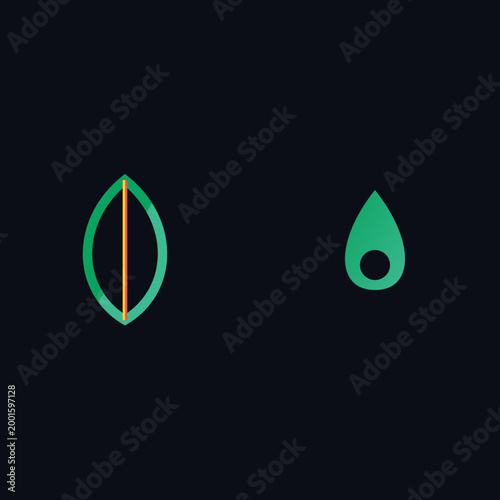Minimalist conceptual icons representing green technology biotechnology organic genetics and sustainable energy for environmental conservation projects illustration