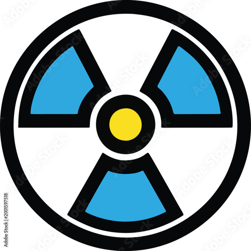 Blue Radiation Nuclear Symbol. Blue radioactive symbol warning about hazardous nuclear power, atomic energy, or toxic chemicals.