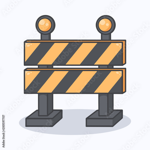 Construction Barrier with Lights Illustration for icon, sticker and other uses
