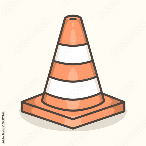 Orange Traffic Cone Illustration for icon, sticker and other uses