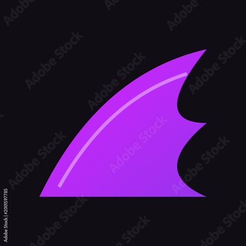 Vibrant purple stylized aerodynamic wing shape with a speed swoosh on a dark background illustration