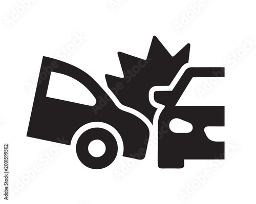 Car Crash glyph solid icon