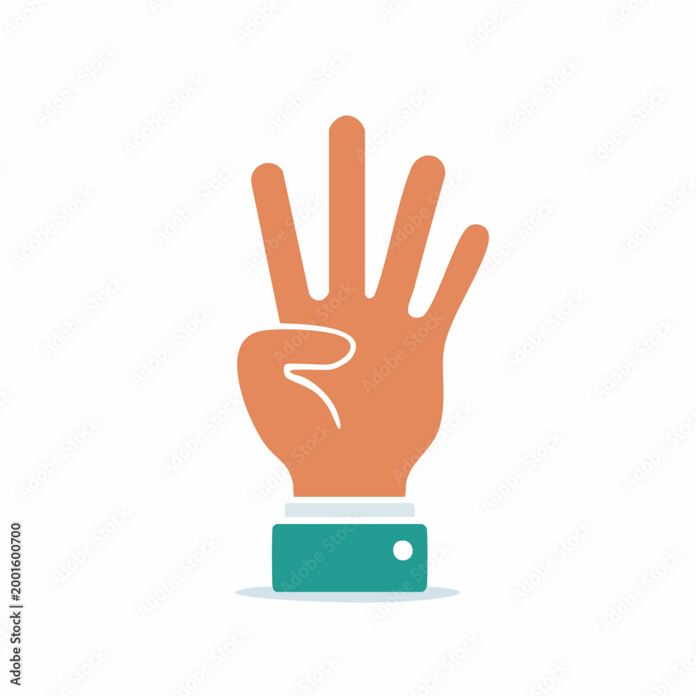 Obraz premium Hand Showing Four Fingers Up
