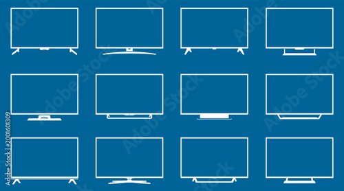 Smart TV icon set. TV and monitor screen icon set