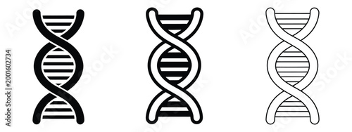 Genetic DNA Double Helix Structure Icon Set Vector, Molecular Biology and Genome Symbols Collection, Science and Medical Research Icons for Biotechnology, Laboratory, Education and Healthcare Design