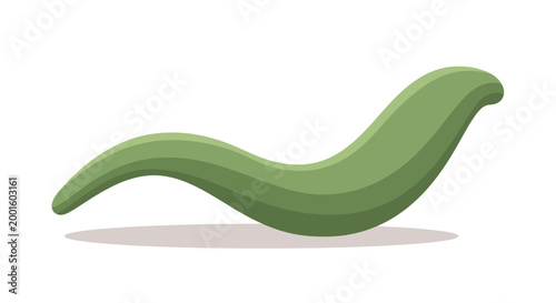 Green chaise lounge, modern curved furniture, isolated on white background