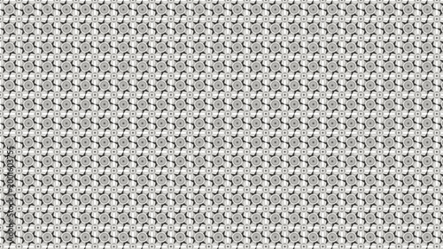 Monochrome geometric seamless pattern with repeating star and circular motifs in black and white tones, abstract decorative background ideal for textile wallpaper packaging branding and surface design