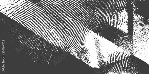 Black and White Abstract Grunge Fingerprint Texture Vector Background with Distressed Grain and Curved Lines
