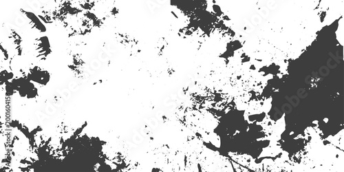 Black and White Grunge Texture with Distressed Ink Splatter and Spray Paint Effect for Abstract Background Design