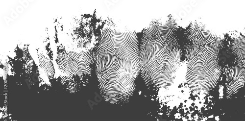 Artistic Fingerprint Vector Texture with Distressed Grunge Splatters on White Background