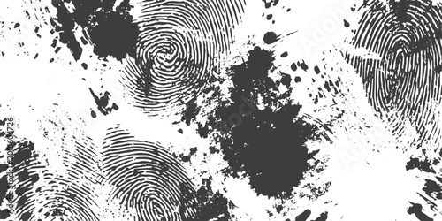 Abstract Black and White Fingerprint and Ink Splatter Texture Background