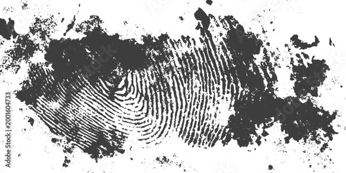Abstract Black Distressed Fingerprint Texture on White Background