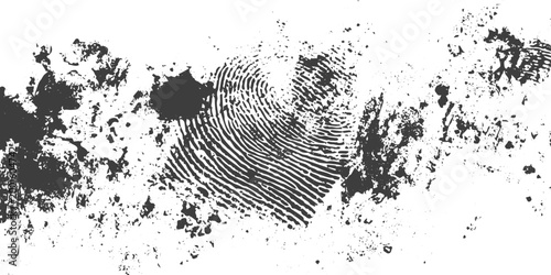 Abstract Grunge Fingerprint Vector with Black Ink Splatters and Distressed Texture