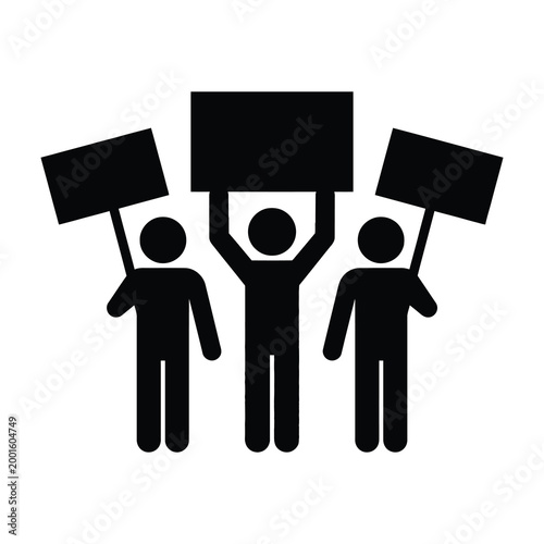 Protesters with blank signs