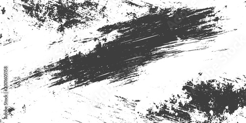 Black and White Abstract Grunge Brush Stroke Texture Vector Background