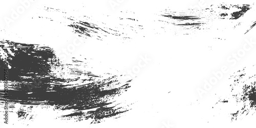 Abstract Black Grunge Paint Strokes and Distressed Ink Texture on White Background Vector Graphic Illustration