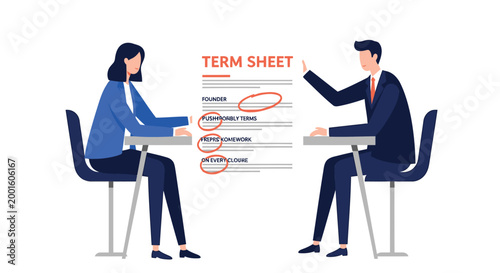 Business negotiation, term sheet, corporate agreement, contract discussion, office meeting