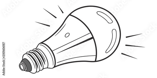 Glowing led light bulb illustration isolated on white background with lighting electric technology efficient illustration isolated background component technical interior brightness