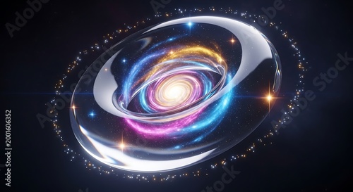 Abstract swirling galaxy or nebula with colors and glowing lights representing space science the cosmos futuristic tech visuals universe astronomy abstract futuristic tech visuals