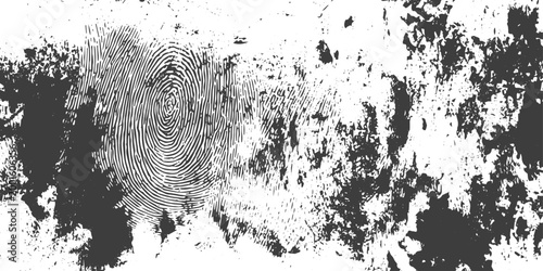 Black and White Grunge Distressed Fingerprint Texture Background Vector
