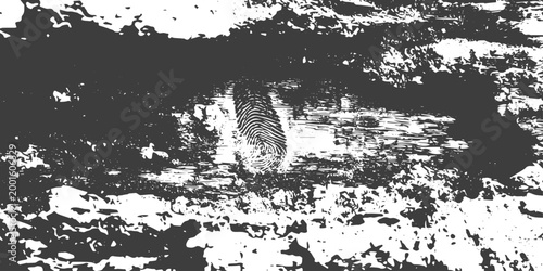 Abstract Black and White Grunge Vector Background with Stylized Fingerprint and Ripple Texture