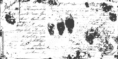 Vintage Grunge Background with Distressed Handwriting Ink Splatters and Fingerprints Vector Illustration