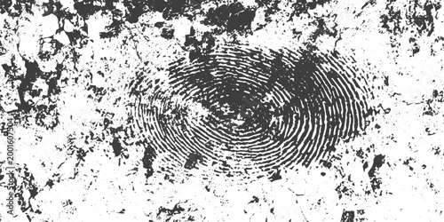 Distressed Black and White Grunge Fingerprint Background Vector with Weathered Texture and Dirty Surface Detail