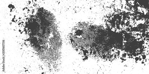 Distressed Black and White Grunge Texture Background with Fingerprint and Ink Splatter Effects