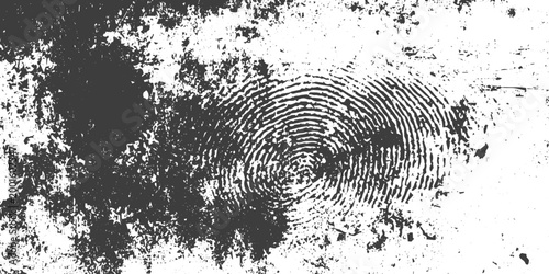 Black and White Grunge Fingerprint Texture with Ink Splatters and Distressed Background Vector Illustration