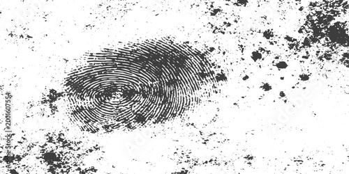 Distressed Grunge Fingerprint Vector Texture with Dirty Spatter Effects on White Background
