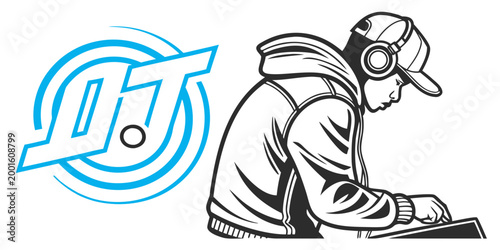 Dj disc jockey character with headphones illustration headphones musician electronic entertainment nightlife performance turntable creative illustration controller lifestyle hobbyist