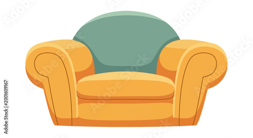 Cozy Orange Armchair with Teal Back