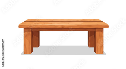 Rustic wooden table, simple design, isolated on white background