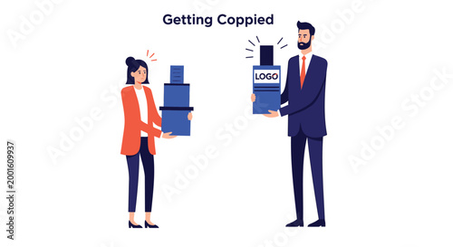 Business concept, office worker, getting copied, vector illustration, corporate