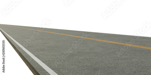 Asphalt highway road with yellow lines 3d rendering