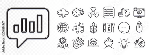 Coronavirus, Mental health and Light bulb line icons for web app. Glare of light effect. Message icon. Pack of Swipe up, Globe, Analytical chat pictogram icons. Vector