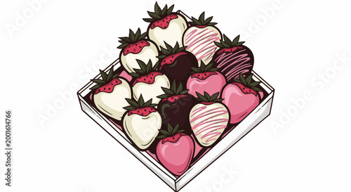 Assortment of chocolate-dipped strawberries in a box
