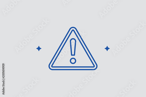 Warning triangle line icon for road safety hazards and industrial danger zones. Standard vector illustration for traffic signs and workplace health and safety (WHS) documentation.