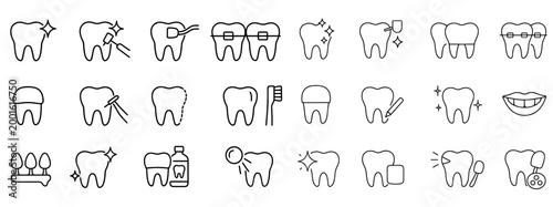 Dental and oral care icons displayed in rows