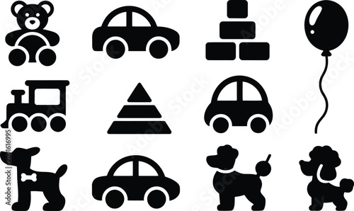 Childhood icons a collection of classic toys and playtime symbols
