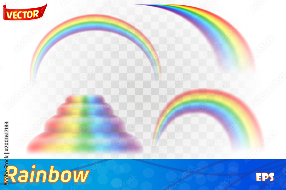 Obraz premium rainbow multicolor realistic set icons vector illustration
