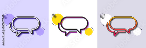 Messenger line icon. Halftone dotted pattern. Gradient icon with grain shadow. Speech bubble sign. Chat message symbol. Line messenger icon. Various designs. Vector